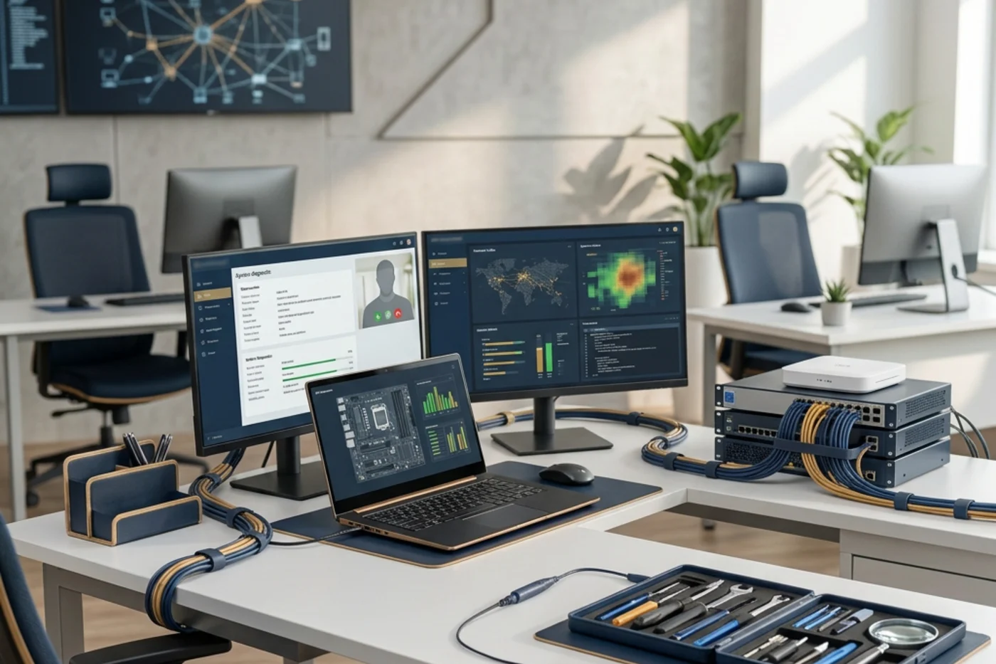 Technical support specialist assisting a computer user